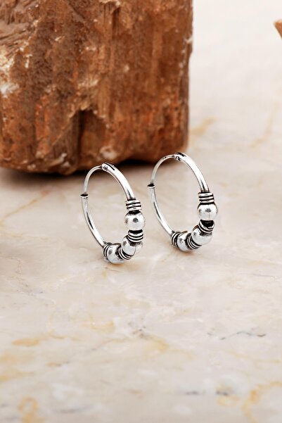 Sümer Telkari 18 Mm Elişi Toplu Gümüş Halka Küpe 7062