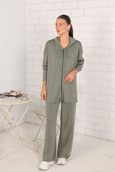 Melike Tatar Glitter Mercerized Knitwear Set - Khaki 32-7010