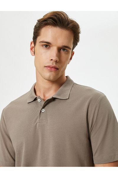 Koton Bavlněné tričko Polo Neck Slim Fit - Krátký rukáv