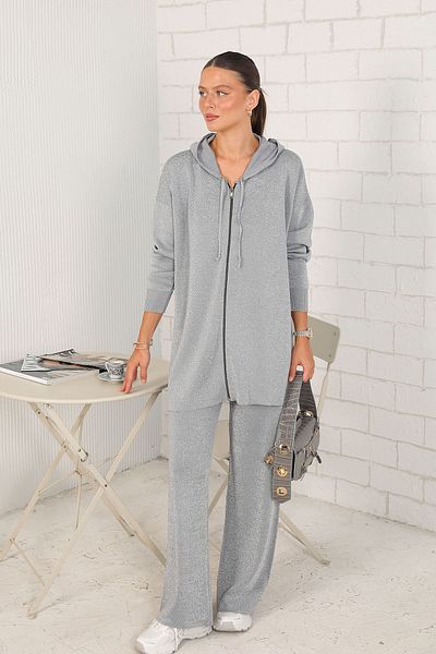 Melike Tatar 32-7010 Model Glittery Gray Knitwear Set