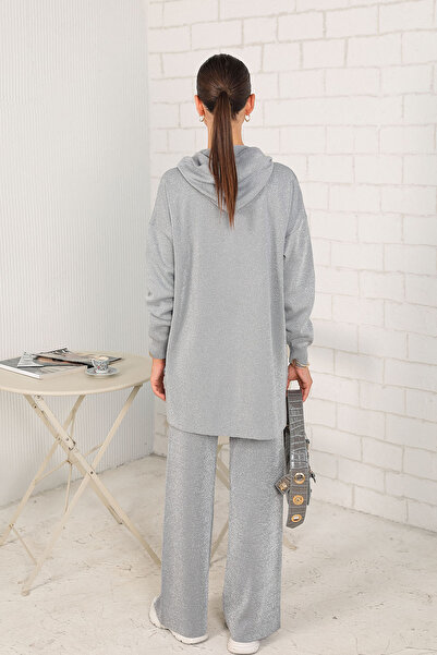 Melike Tatar 32-7010 Model Glittery Gray Knitwear Set