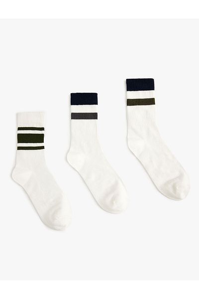 Koton Tennis Socks 3-Piece Stripe Patterned