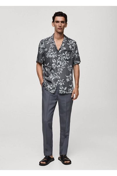 MANGO Man Cămașă cu imprimeu Hawaii cu croială obișnuită