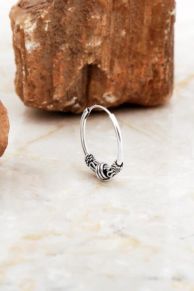 Sümer Telkari Sarma Elişi 17 Mm Gümüş Halka Erkek Küpesi 7065