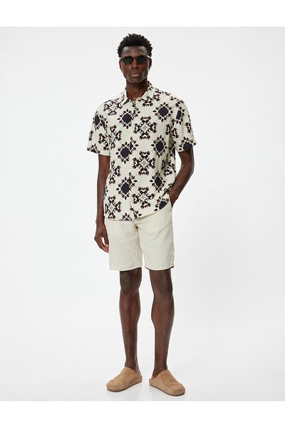 Koton Short Sleeve Shirt Patterned Buttoned Viscose