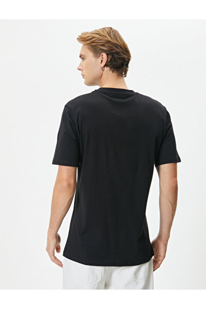 Koton Βαμβακερό μπλουζάκι με στάμπα με λαιμόκοψη