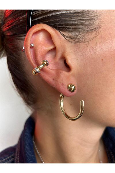 Jerie Curved Reverse Look Plate Hoop Earrings