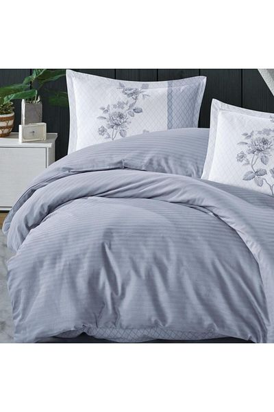nuit dose Boutique Series Striped Ranforce Double Duvet Cover Set Suave v1 Blue