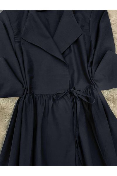 Modamorfo Side Lace Kimono with Slit Detail - Navy