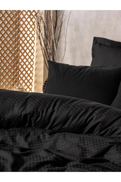nuit dose Plaid Double Duvet Cover Set Black