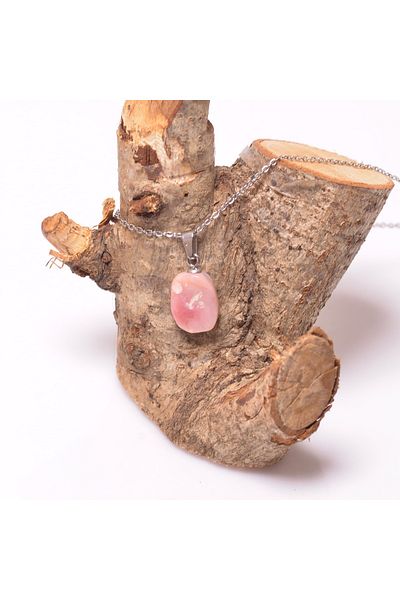 Taş Sandığı Opal Pink Stone Necklace - Steel Material (No Flaw)