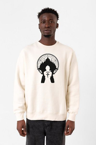Tshirthane Ανδρικό φούτερ Fullmetal Alchemist Anime Logo Ecru 2ip