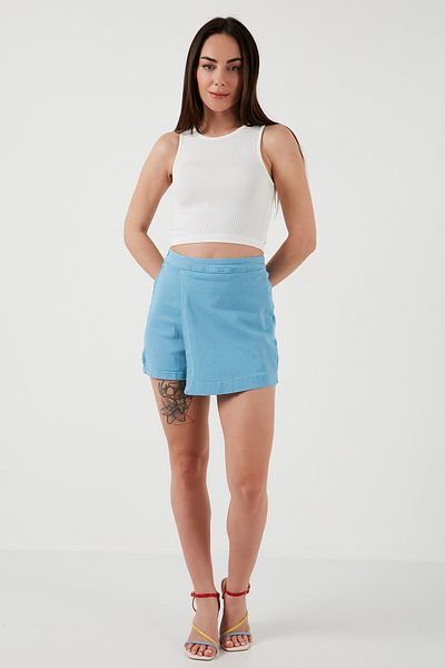 Lela Bumbac, cu fermoar, mini pantaloni scurți asimetrici, fuste, pantaloni scurți, 668YP4411