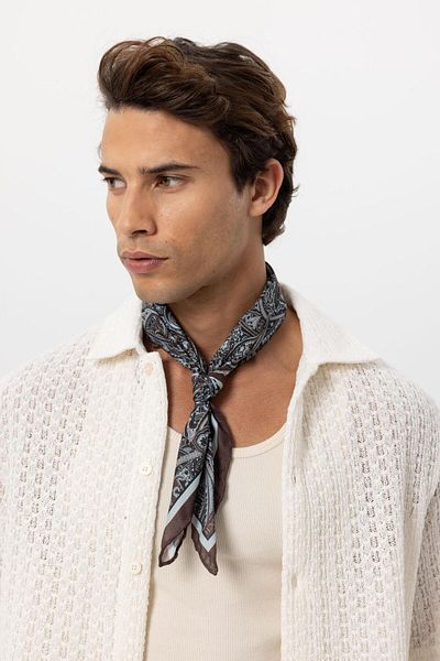 Antioch Dark Brown Ethnic Pattern Scarf