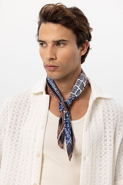 Antioch Navy Blue Colored Ethnic Patterned Scarf