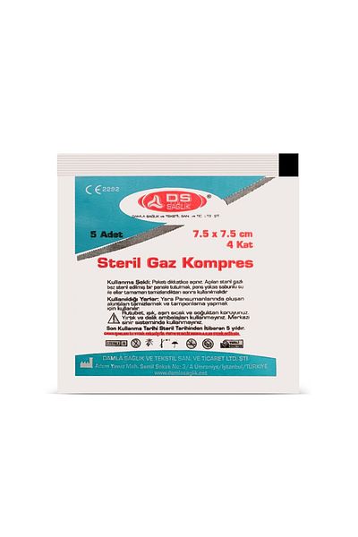 Damla D S Sterile Gas Compress 7.5 Cm X 7.5 Cm 4 Layers 100 Pieces