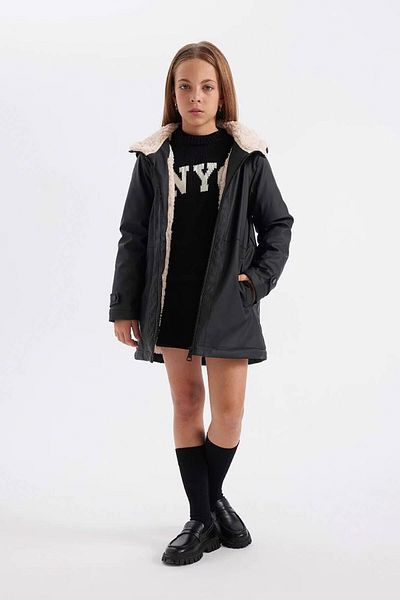 DeFacto Girl's Water Repellent Hooded Raincoat - C5229A824Au