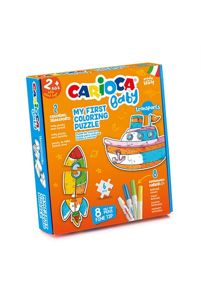 CARIOCA Boyanabilir Bebek Yapboz - Taşıtlar (2 ADET 3 PARÇALI YAPBOZ 8 ADET BEBEK KEÇELİ KALEM)