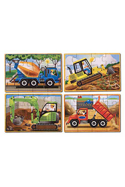 Melissa & Doug Melissa and Doug Ahşap 12x4 Yapboz Seti - İnşaat Araçları
