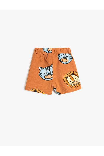 Koton Shorts Cotton Tie Waist Lion Printed Pocket
