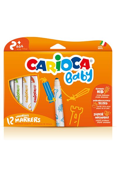 CARIOCA Set de 12 creioane colorate cu pâslă super lavabile Super Baby (NOU)