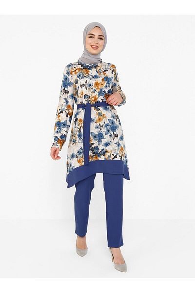 Tavin Women's Indigo Tunic Trousers Double Set