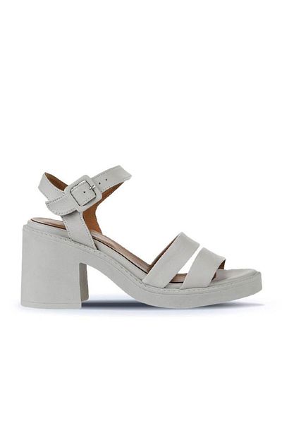 Bueno Shoes Sandale de damă din piele cu toc - Ecru 01wy12506