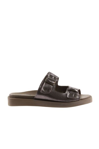 Bueno Shoes Kurşun Parlak Deri Kadın Düz Terlik 01wu3307
