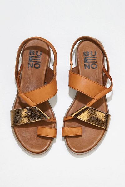 Bueno Shoes Sandale de damă din piele maronie și bronz - 01ws2513