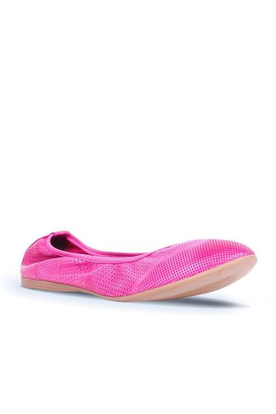 Bueno Shoes Φούξια Δερμάτινες Γυναικείες Μπαλαρίνες - Μοντέλο 01wq0117