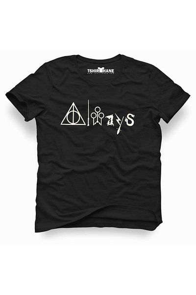 Tshirthane Ανδρικό μαύρο μπλουζάκι με στάμπα H P Always