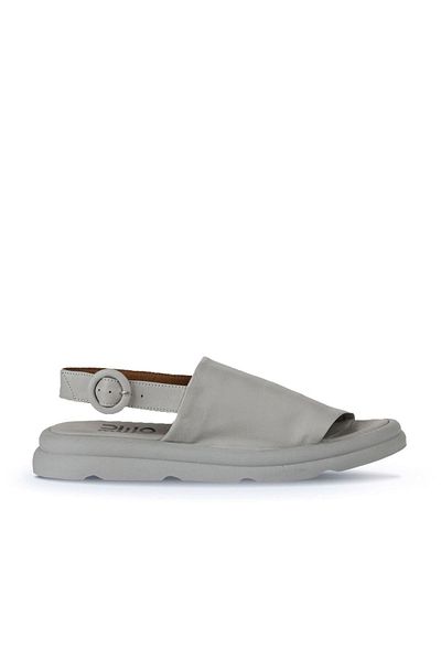 Bueno Shoes Sandale de damă din piele ecru - cu toc cu pană, model 01wy9410