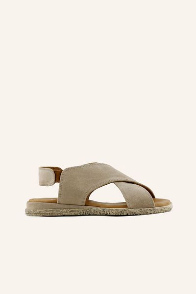 MARCATELLI Sandale din piele de piele intoarsa bej - elegante si confortabile