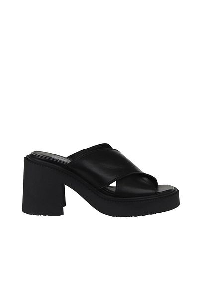 Bueno Shoes Μαύρα δερμάτινα γυναικεία παπούτσια με τακούνι - 01wy12703