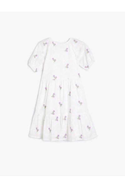 Koton Rochie din bumbac cu mânecă cu balon cu modele florale