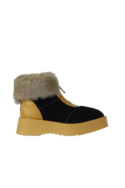 Bueno Shoes Μαύρες κίτρινες δερμάτινες-σουέντ γυναικείες μπότες - Wedge Heel 01wv1316