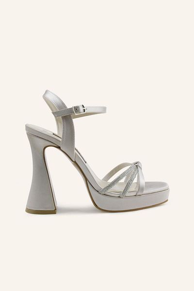 MARCATELLI Champagne Satin Santio Platform Heeled Shoes