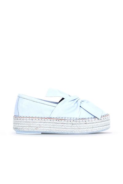 Bueno Shoes Espadrile de damă din piele albastră cu tocuri cu pană - 01wq3502