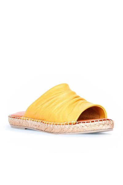 Bueno Shoes Papuci espadrile de damă din piele galbenă 01wl4617