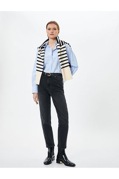Koton Mom Jeans Stretchy Slim Fit Buzunar Standard cu talie Bumbac - Mom Jeans