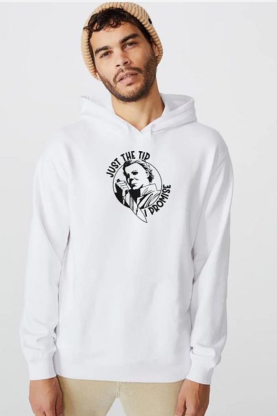 Tshirthane Απλώς η άκρη που υπόσχομαι Halloween White ανδρικό φούτερ με κουκούλα 3 ιντσών