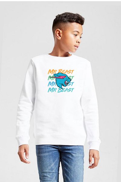 Tshirthane Hanorac alb pentru copii cu 2 frânghii cu litere Mr Beast