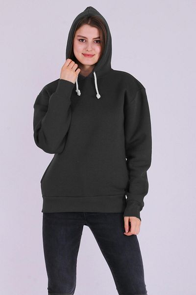 Tshirthane Φούτερ Smoked Basic Oversize Γυναικεία κουκούλα με κουκούλα 3 νημάτων