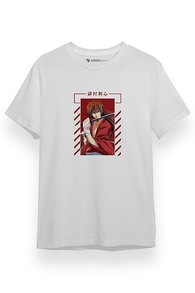 Tshirthane Ανδρικό μπλουζάκι Rurouni Kenshin Killer Λευκό κοντομάνικο