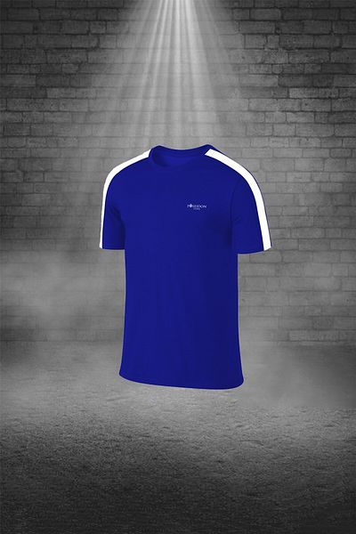 POSEIDON STORM Tricou pentru bărbați de mărime mare, albastru, din țesătură Dri-fit, cu buzunare confortabile, pentru mers și jogging, pantaloni scurți dublu