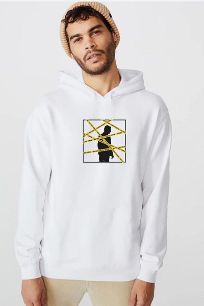 Tshirthane The Mentalist Crime Scene Tape Λευκό ανδρικό φούτερ με κουκούλα 3 ip