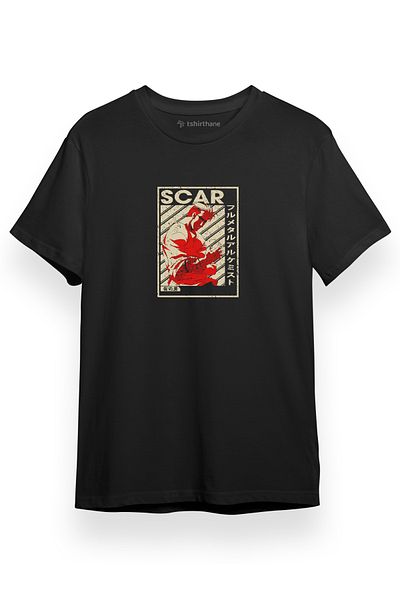 Tshirthane Fullmetal Alchemist Anime Scar Αφίσα Μαύρο κοντομάνικο ανδρικό μπλουζάκι