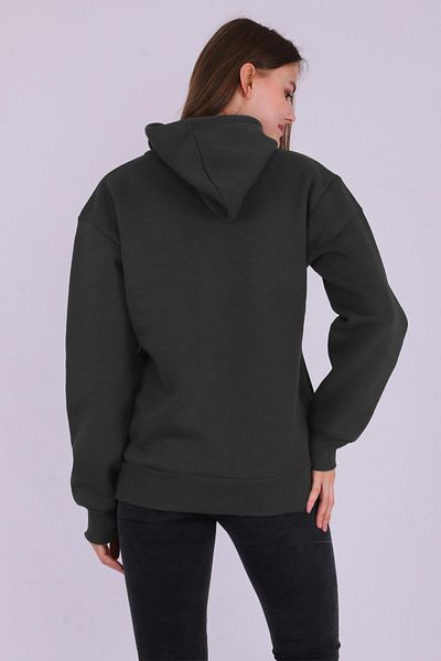 Tshirthane Φούτερ Smoked Basic Oversize Γυναικεία κουκούλα με κουκούλα 3 νημάτων