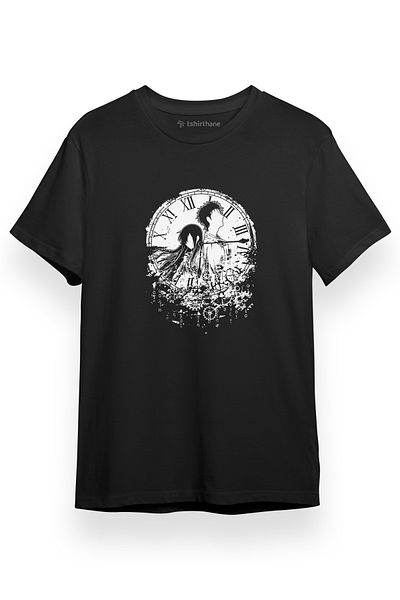 Tshirthane Steins Gate Broken Clock Μαύρο κοντομάνικο ανδρικό μπλουζάκι