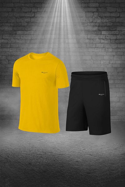 POSEIDON STORM طقم تي شيرت وشورت رجالي باللون الأصفر مقاس كبير - رياضة كاجوال مريحة، ركض مريح (4XL -10XL)